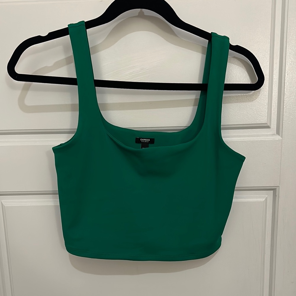 Express Green Fitted Crop Tank Top